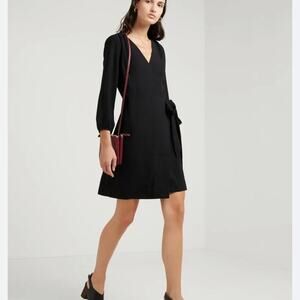 J. Crew Wrap dress in 365 crepe Black Size 4